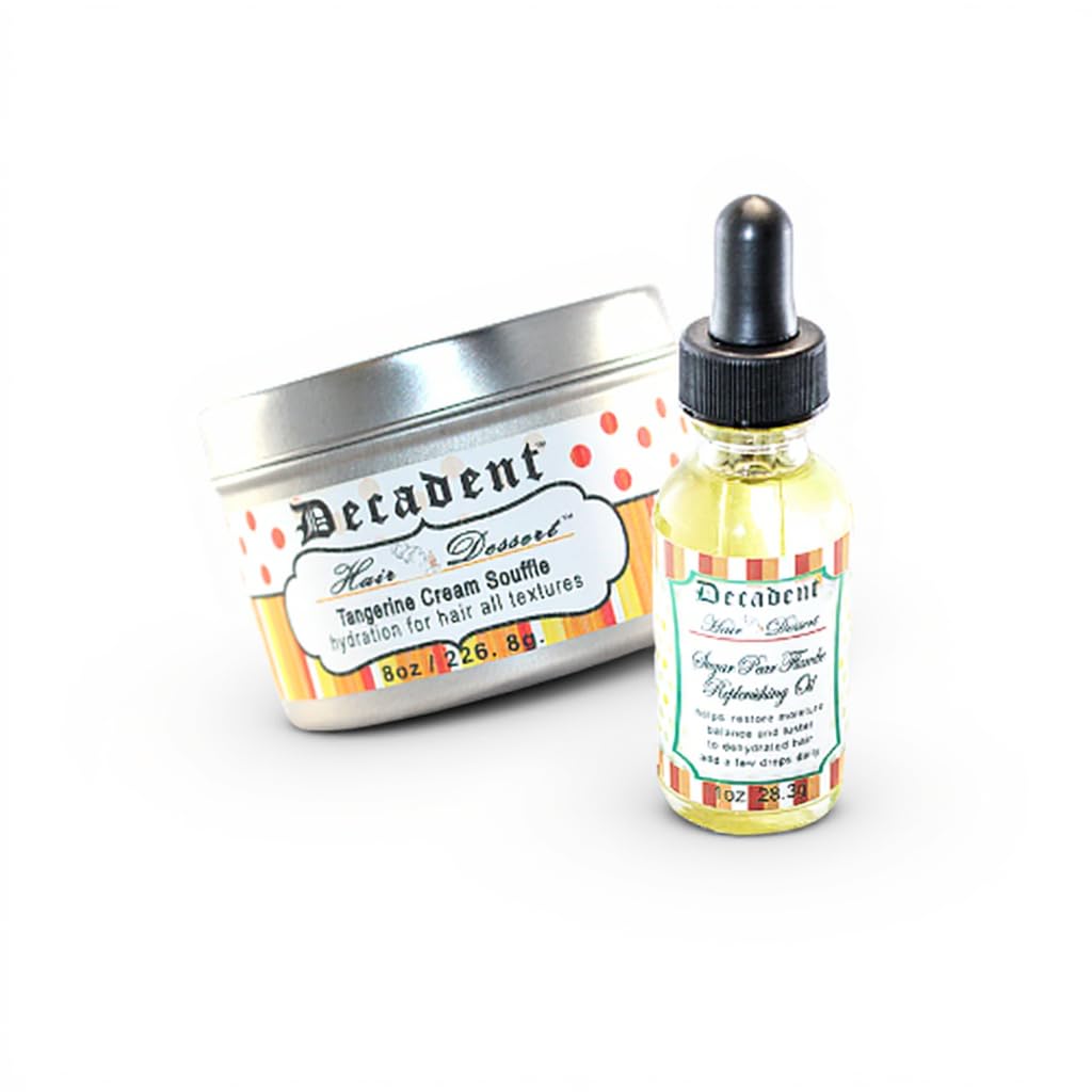 Decadent Hair Dessert Sweet Sleek Duo  Tangerine Cream Souffl + Sugar Pear Flamb  Lightweight Hydration & Shine for Dry, F