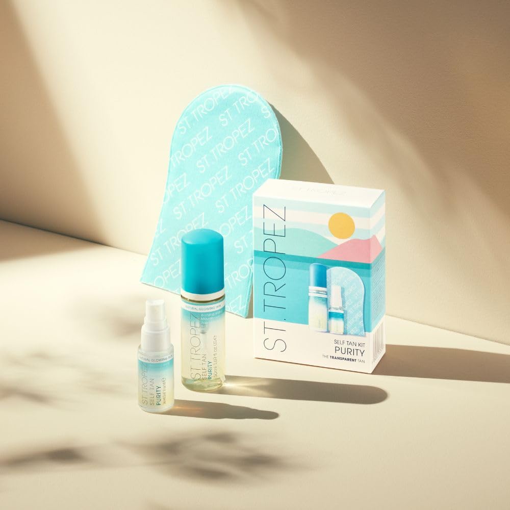 St.Tropez Self Tan Purity Mini Kit, 100% Clean Water Tanning Mousse And Face Mist, Vegan-Friendly With Tropical Scent, Natural G