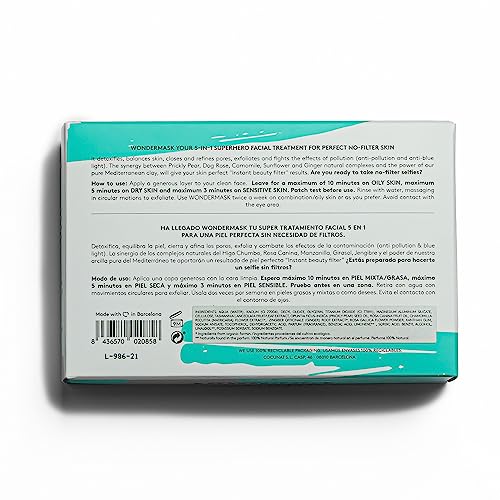 COCUNAT  Wondermask  Cleansing Face Mask  Detoxifies, Exfoliates and Closes and Refines Pores  Clay Mask  Combination and Oily S
