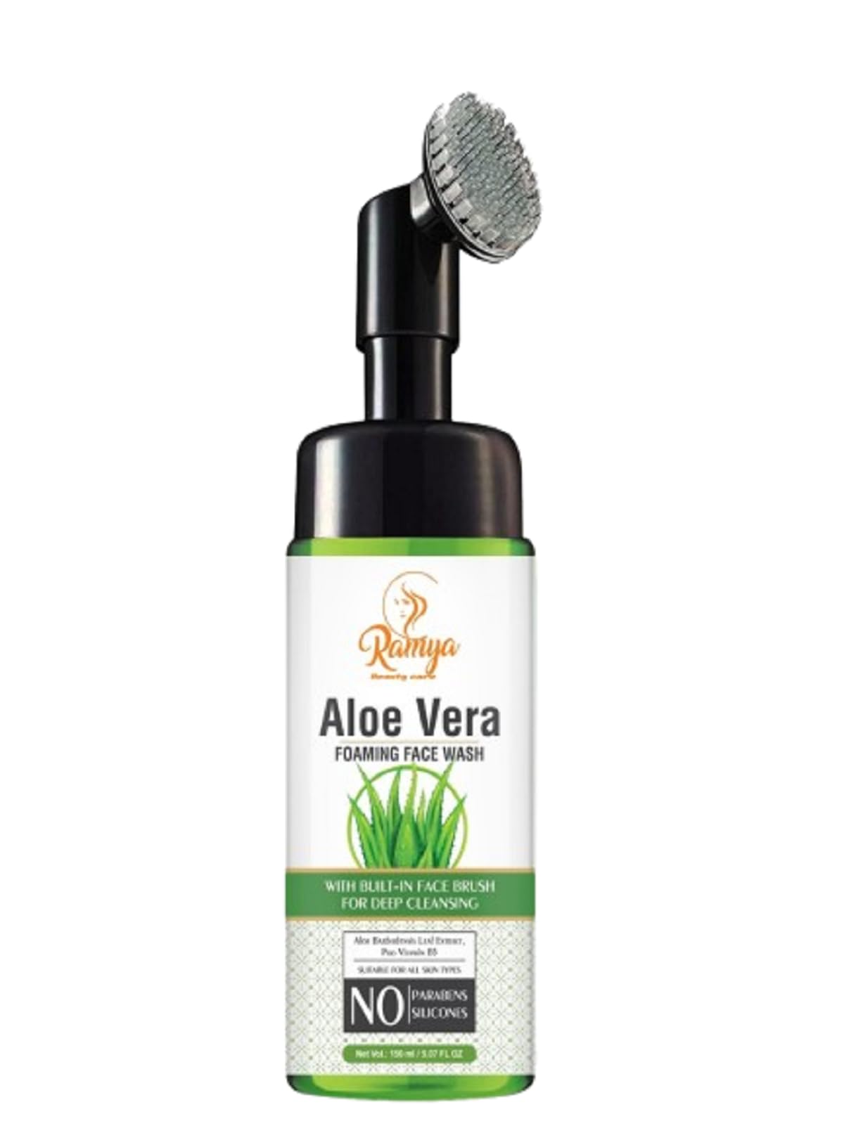 Ramya Beauty Care Aloe Vera Neem Foaming Face Wash, Built Brush For Deep Cleansing, Oily And Dry Skin, Anti Acne, Gentle, Clear 