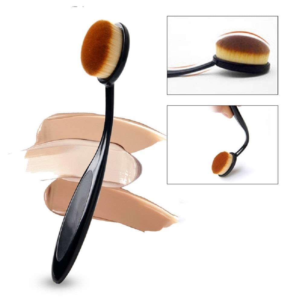 Komoko Oval Makeup Brush Professional Toothbrush Foundation Contour Concealer Eyeliner Blending Cosmetic Brushes Tool