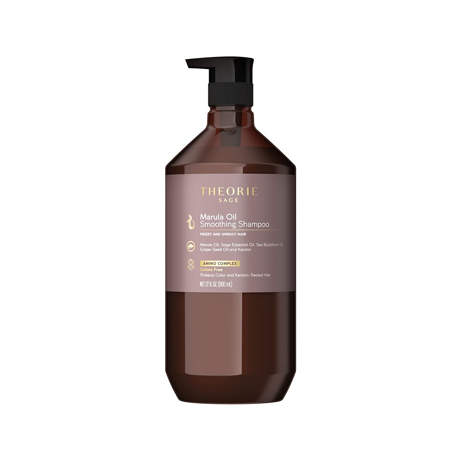 Theorie Marula Oil Smoothing Shampoo - Controls Frizz & Smooths Hair with Marula Oil, Sea Buckthorn Oil & Grape Seed Oil, Sulfat