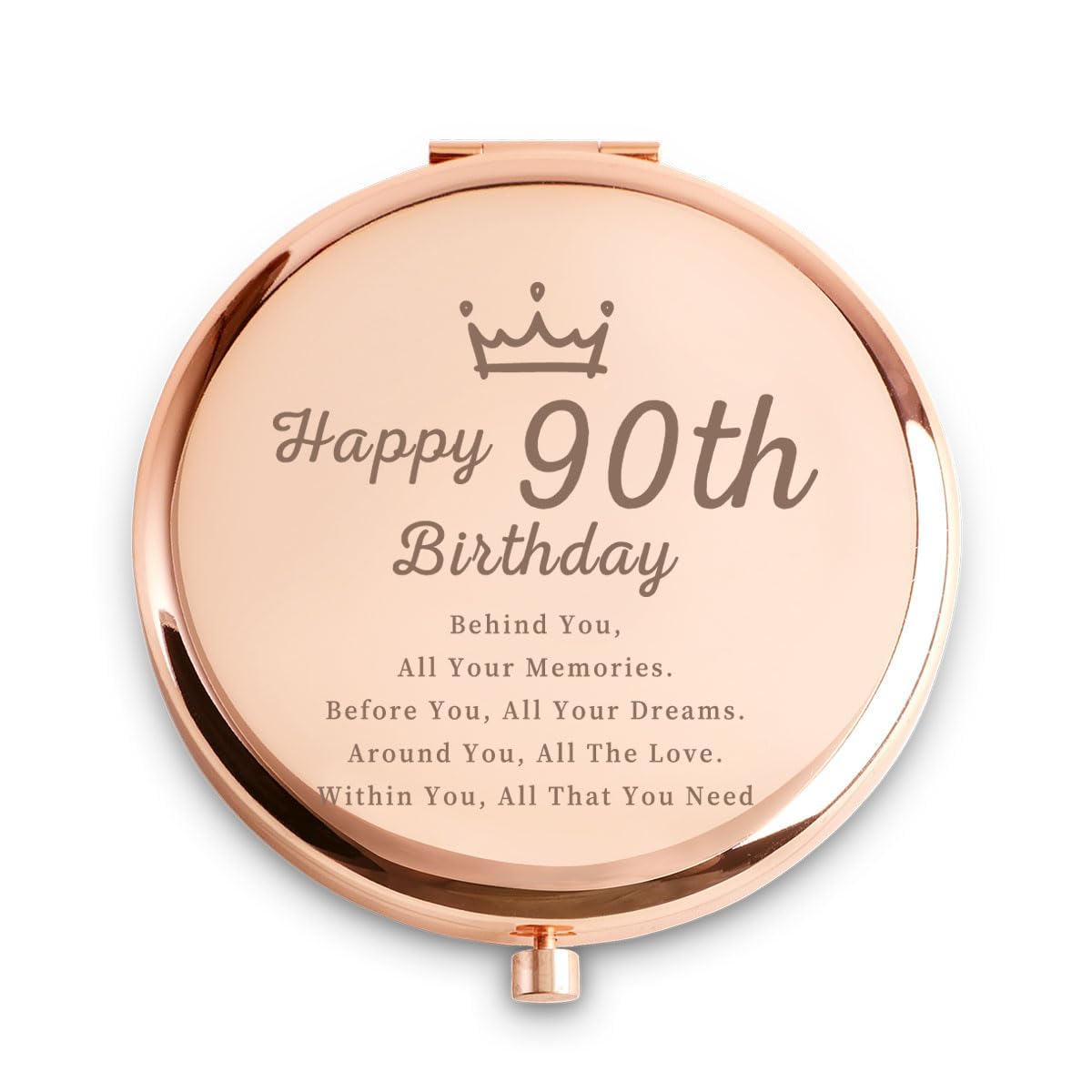 90th Happy Birthday Gifts for Women, Best Female Presents for 90 Year Old Aunt Nana Grandma Mom, Personalized Engraved Compact M