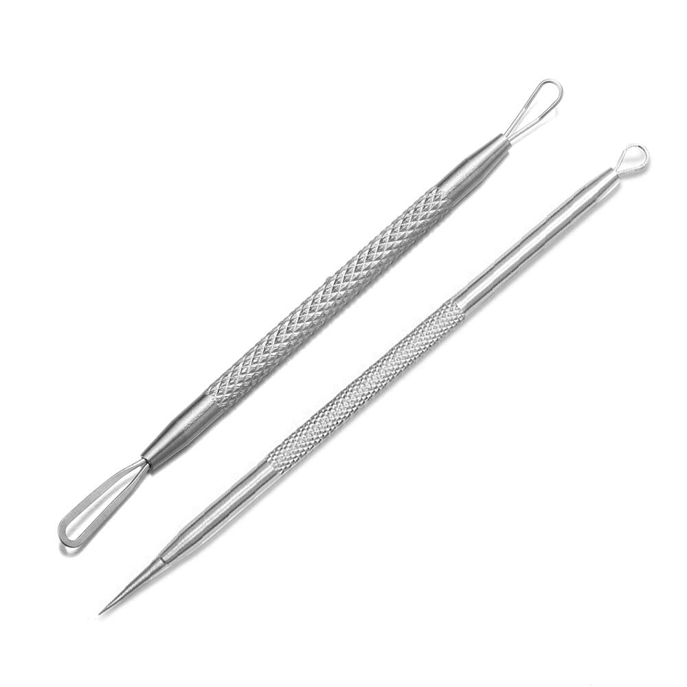 Blackhead Remover, 2 Pcs Pimple Popper ,Stainless Steel Pimple Extractor Blackhead Removal Tool Risk Free Treatment For Blemish,