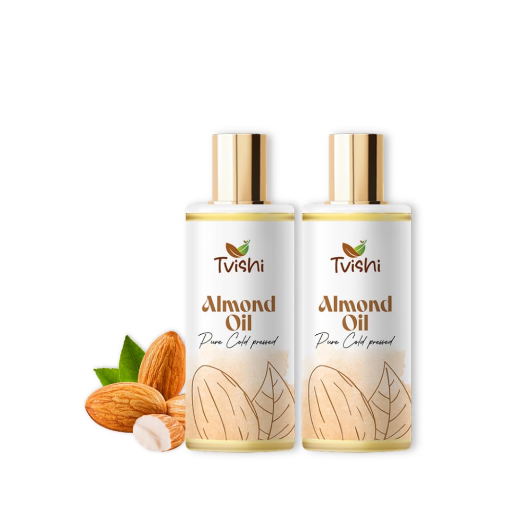 Tvishi Cold-Pressed Almond Oil -100 Ml - Pack Of 2 | Almond Oil For Glowing Skin And Hair I Reduces Fine Lines, Wrinkles I Stron