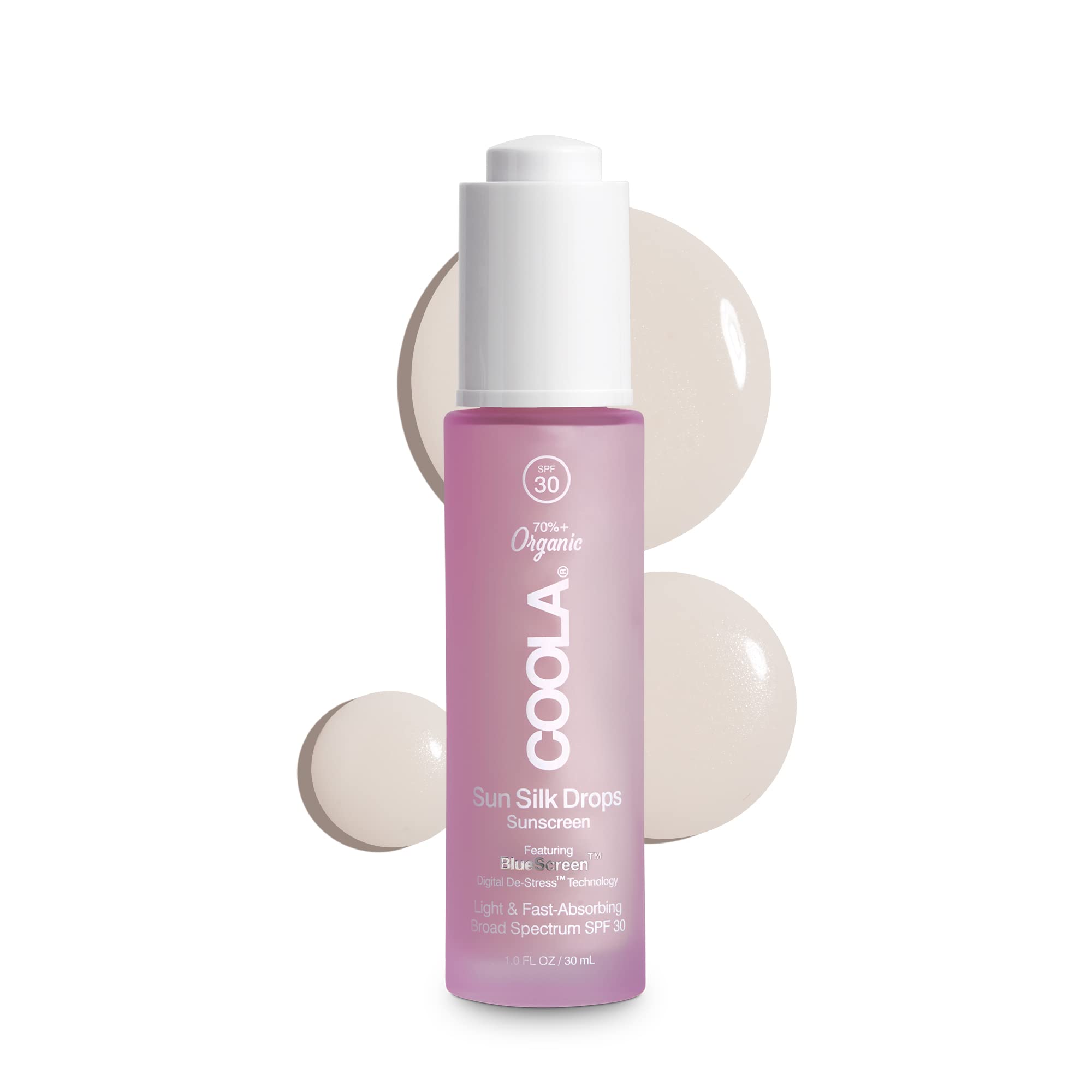Coola Organic Sun Silk Drops And Face Moisturizer With Spf 30, Dermatologist Tested Sunscreen With Plant-Derived Bluescreen Digi