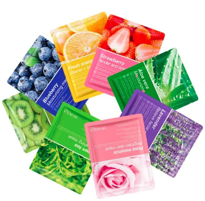 6Pcs Sheet Face Mask, Sheet Masks With Serum, Moisturizing, Brightening, Oil Control, AntiAging Sheet Masks Multipack, Korean F