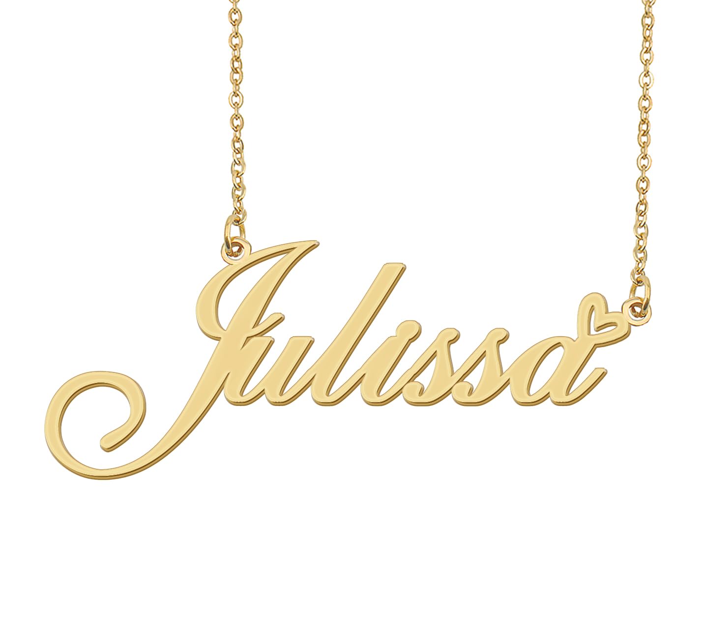 Aoloshow Julissa Name Necklace Heart Charm Pendant 18k Gold Plated Stainless Steel Jewelry for Womens Graduation