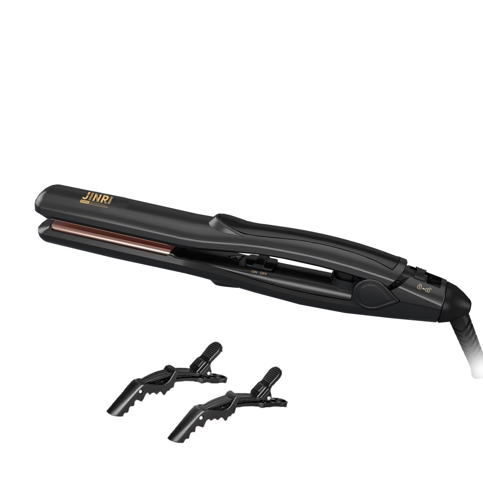 JINRI Hair Straightener, Tourmaline Ionic Flat Iron Hair Straightener & Curls, 360  Tail Rotation, 400 ?, Dual Voltage, 100240V