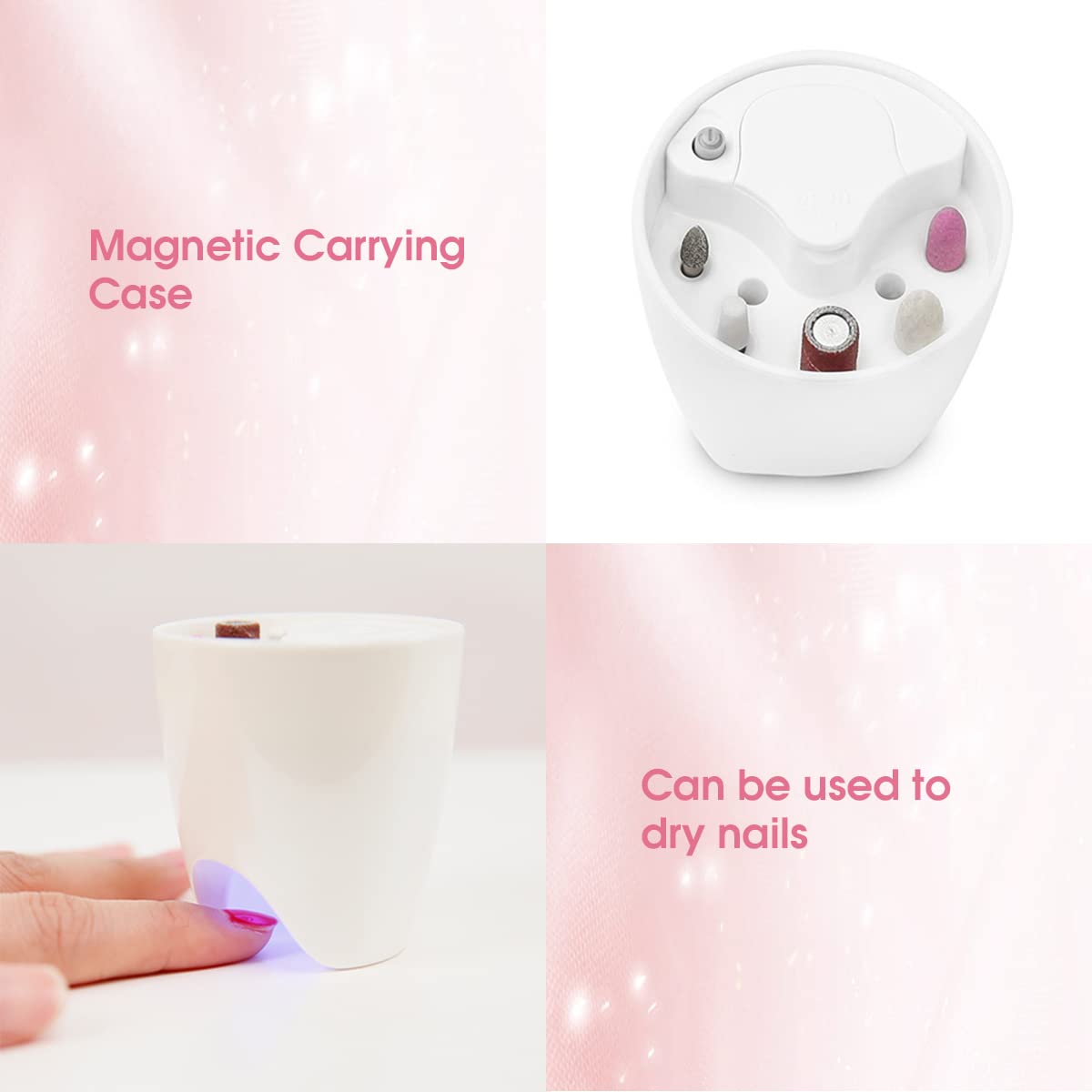 Touchbeauty Electric Nail File Drill With 10Pcs Nail Bits For Natural Nails, Manicure Pedicure Set With Uv Light Stand, Nail Buf