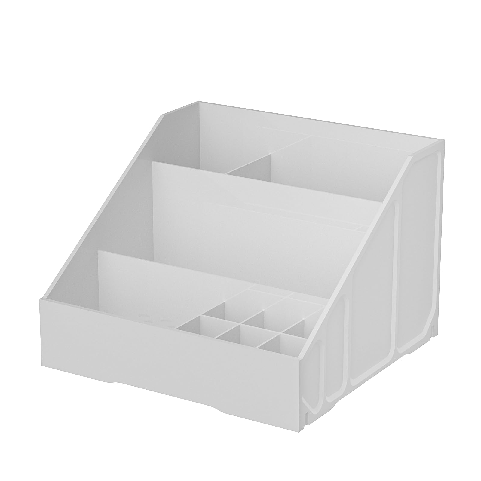 White Makeup Organizer For Vanity With 6 Lipstick Organizer,1 Makeup Brush Holder,3 different sized compartments For nail polish