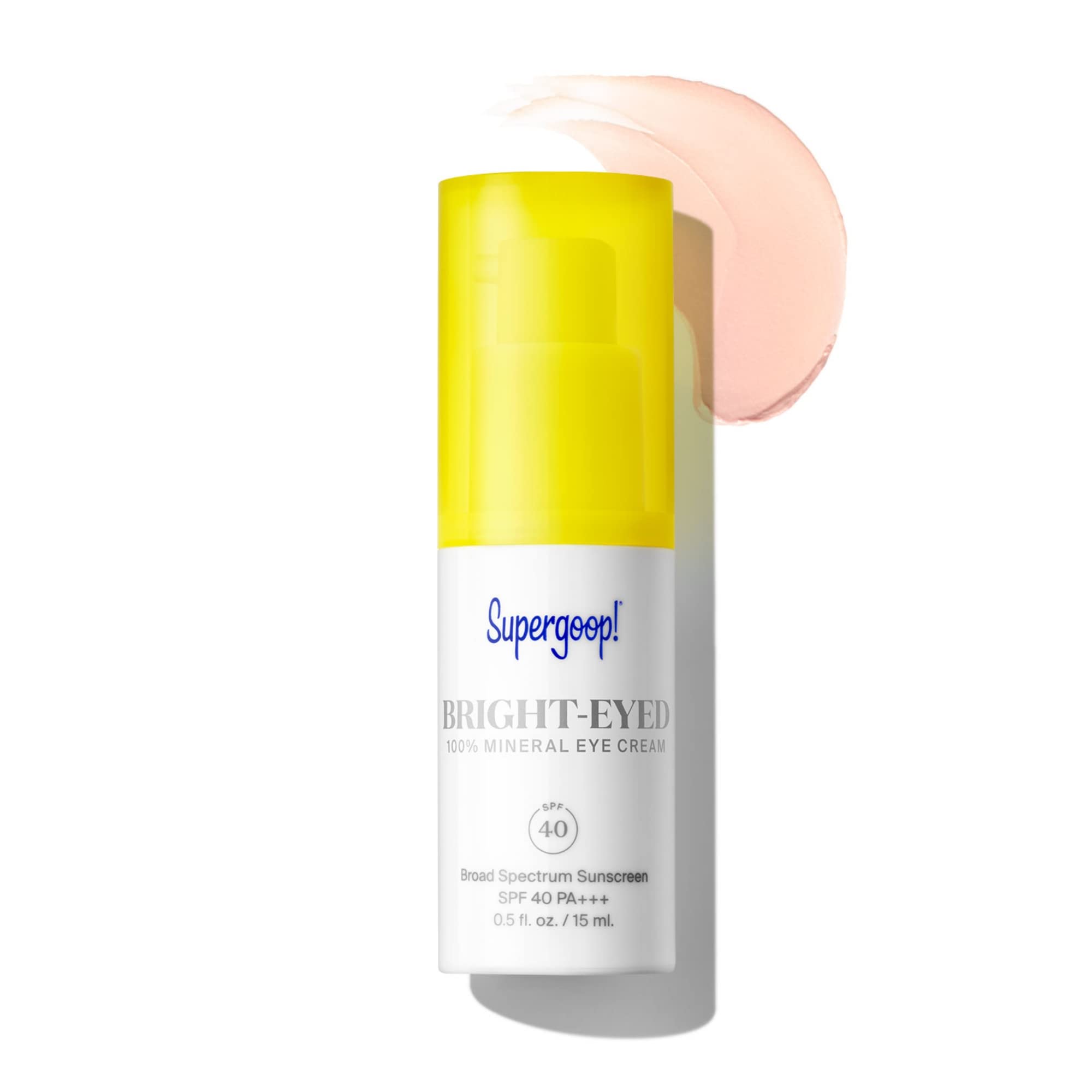 Supergoop! Bright-Eyed 100% Mineral Eye Cream, 0.5 Fl Oz - Spf 40 Pa+++ Hydrating & Illuminating Mineral Sunscreen - Under Eye C
