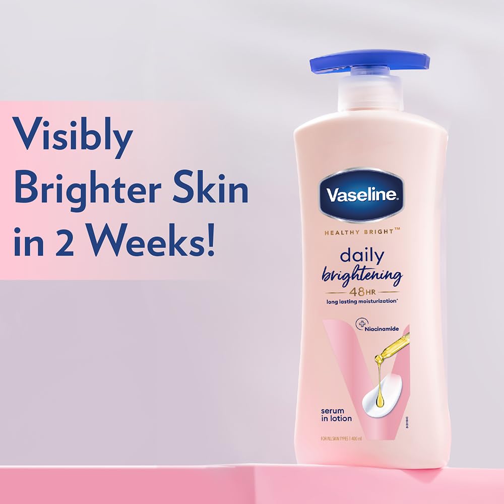 Vaseline Healthy Bright, Daily Brightening Daily Moisturizer, 400 Ml, For Glowing Skin, With Vitamin B3, Visibly Radiant Skin In