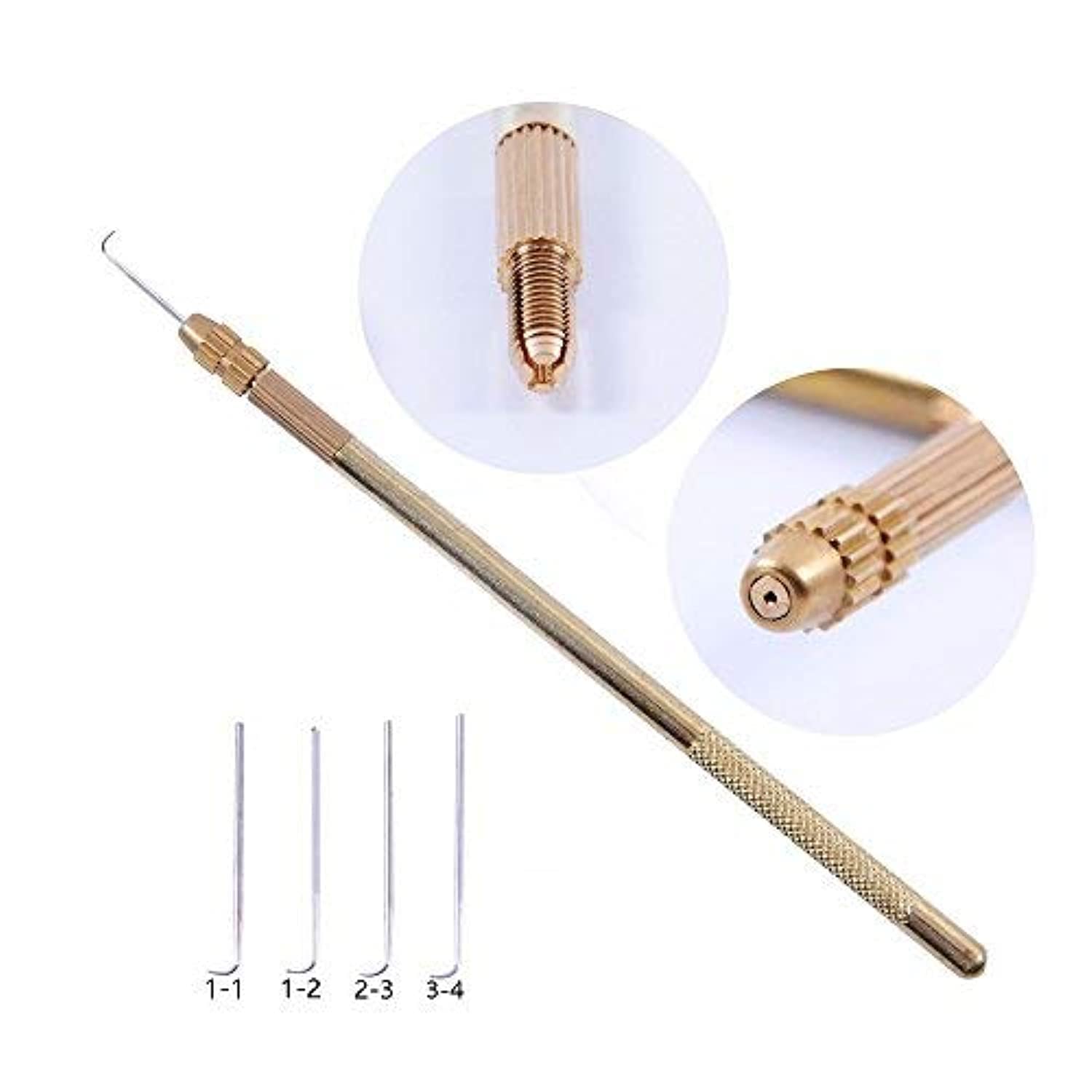 Yantaisiyu 4 Pcs Ventilating Needles +1 Brass Ventilating Holder For Make And Repair Lace Wig