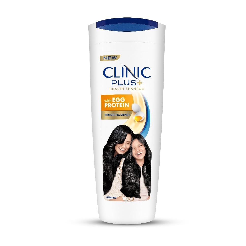 Clinic Plus Strength & Shine Shampoo, 355 Ml, For Shiny And Healthy Hair, With Egg Protein, Strengthens Hair Strands, Suitable F