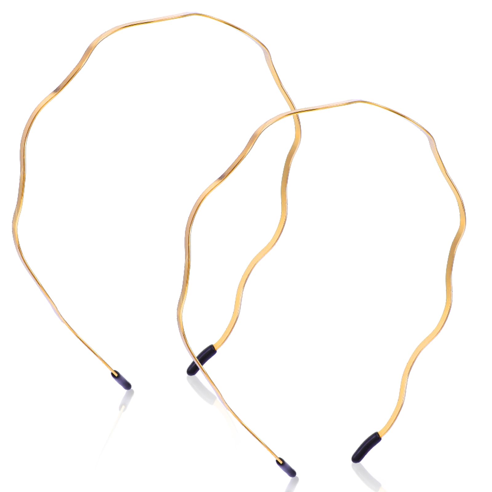 Tyqour 2Pcs Gold Headbands for Women Thin Metal Hair Band Retro Big Wavy Headband Hair Styling Accessories for Women Teen Girls 
