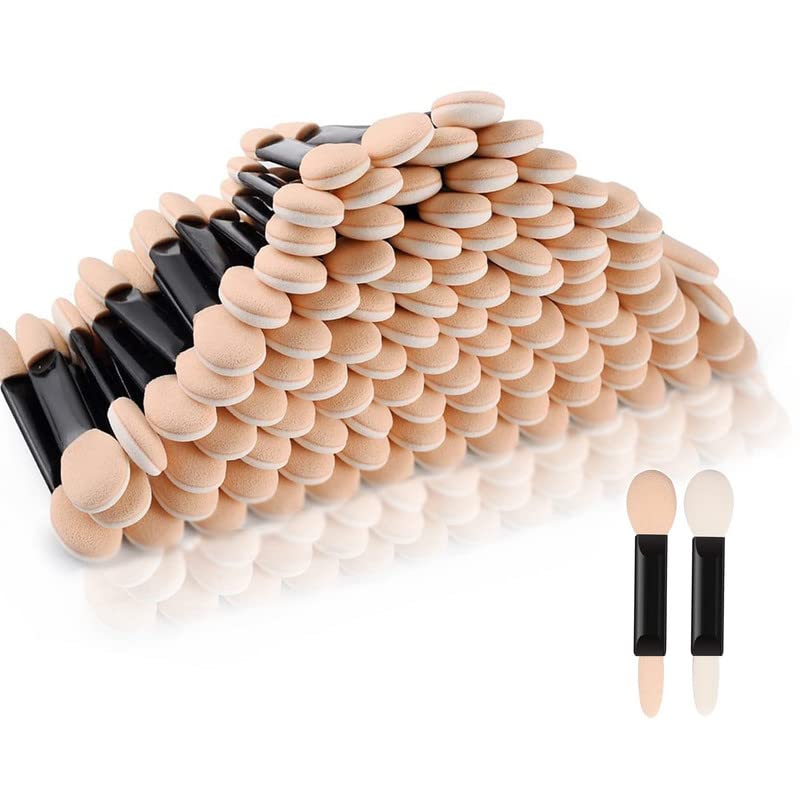 Shidara 12 Pcs Disposable Dual Sided Eye Shadow Sponge Applicator Oval Tipped Eyeshadow Brushes Makeup Tool