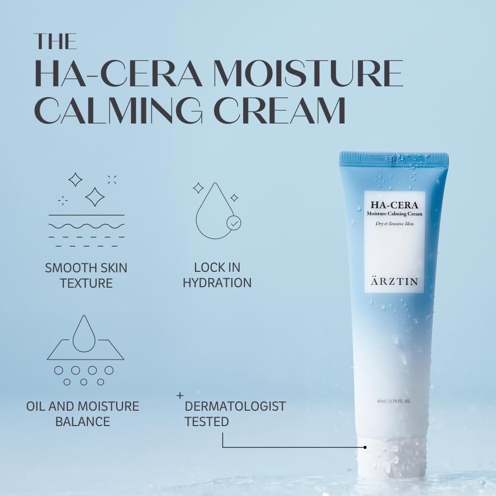 HA-CERA Moisture Calming Cream, 5- layer Hyaluronic acid, Ceramide Cream, Moisture barrier, Deep hydration for Dry, Dehydrated,