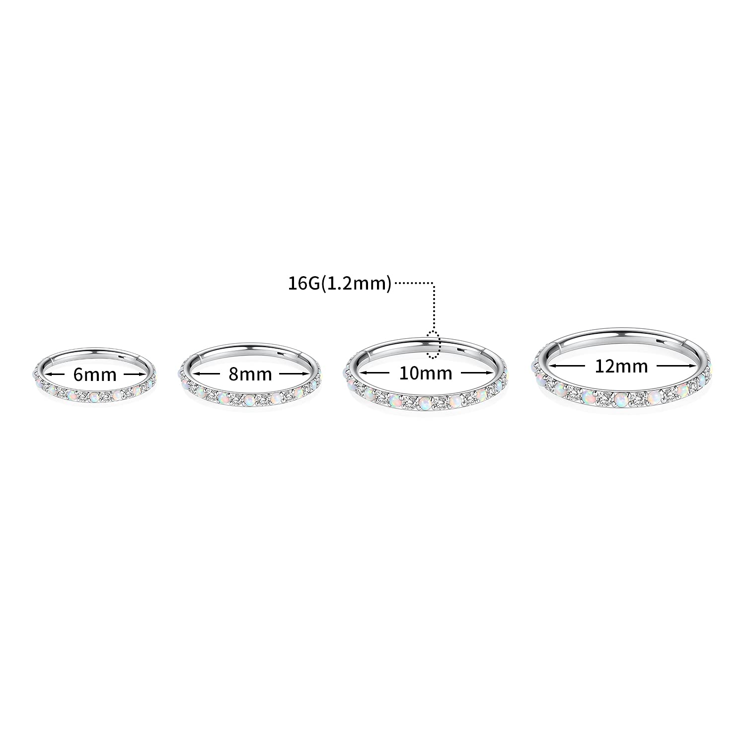 FUNLMO Nose Ring Hoop Nosril Piercing Hoop 20G Cartilage Earrings Hoop Earrings CZ Opal PaveTragus Helix Daith Earrings Septum N