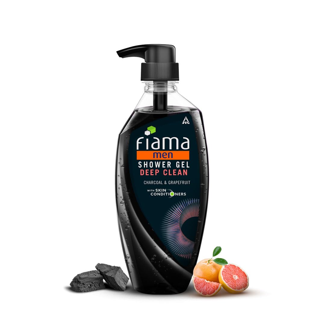 Fiama Men Body Wash Shower Gel Deep Clean, 500Ml, Body Wash For Men With Goodness Of Charcoal & Grapefruit For Fresh & Bright Sk
