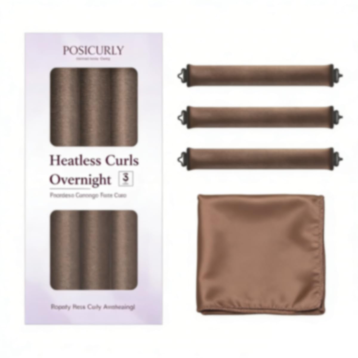 Heatless Hair Curler Overnight Curls3 Pcs No Heat Curling Blowout Rod to Sleep In,Hair Rollers with Satin Scarf chestnut