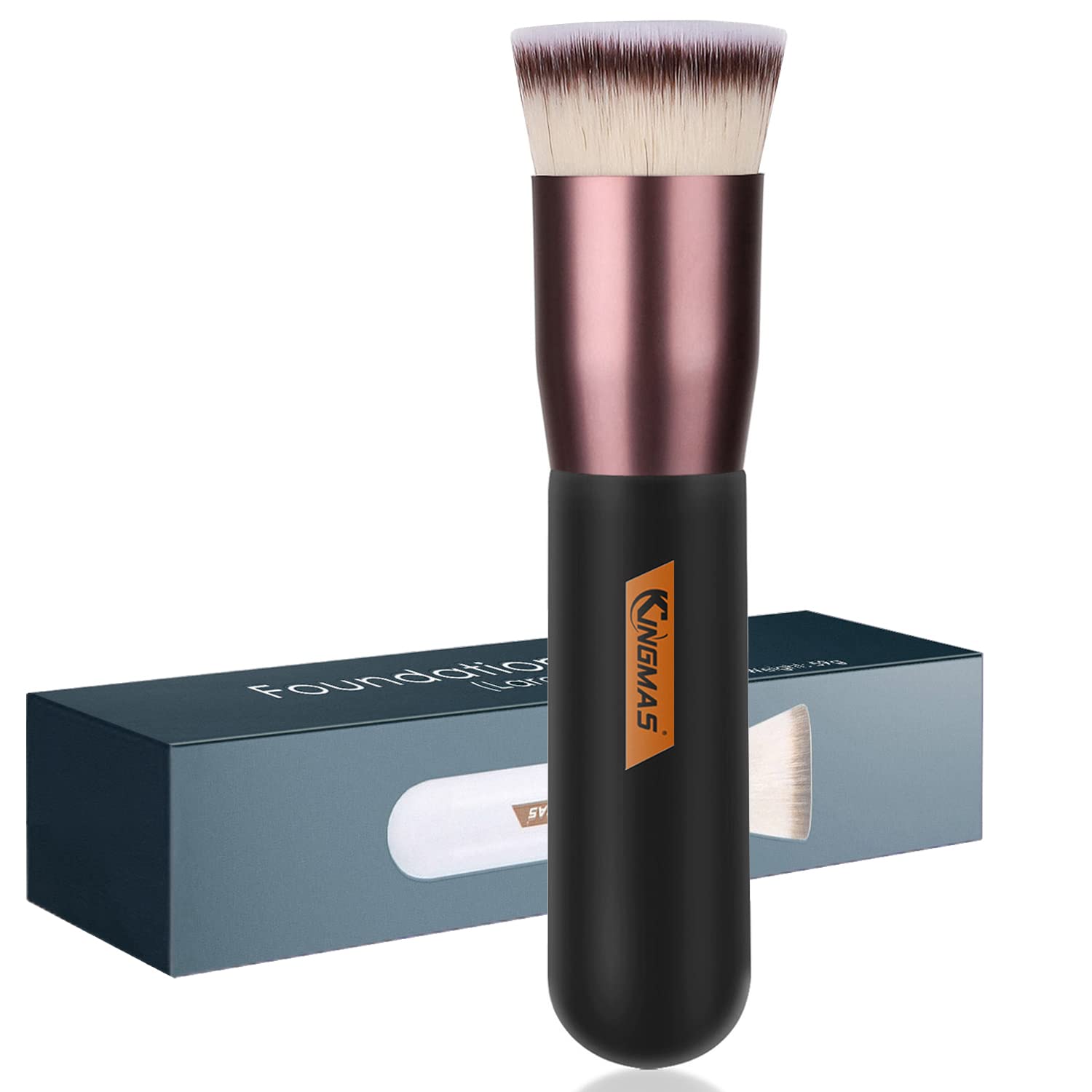 Kingmas Flat Top Foundation Brush, Premium Kabuki Makeup Brush For Liquid, Blending, Cream, Powder,Blush Buffing Stippling Face