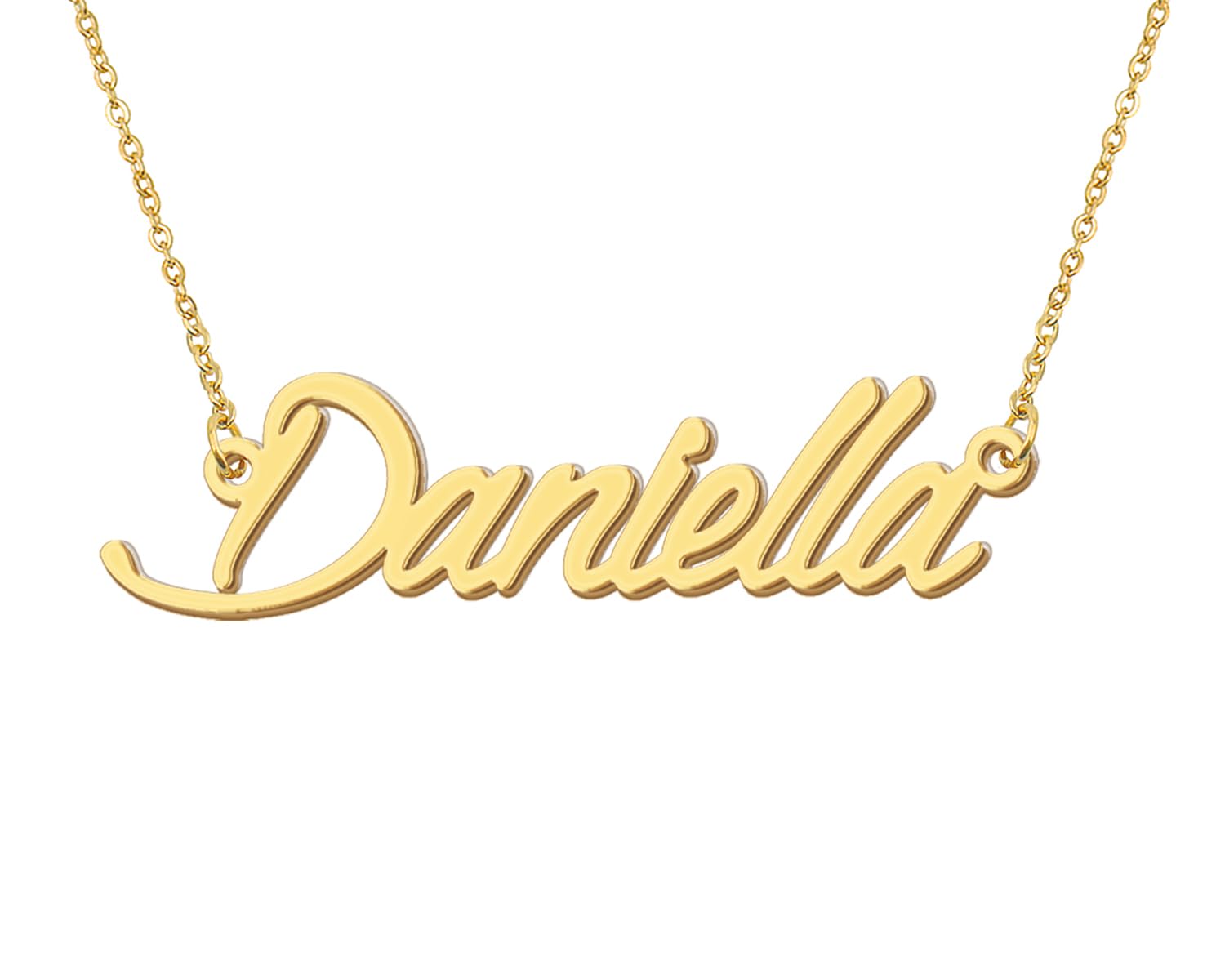Aoloshow 18k Gold Plated Daniella Name Pendant Necklace Womens Nameplate Necklaces Stainless Steel Jewelry for Valentines Day