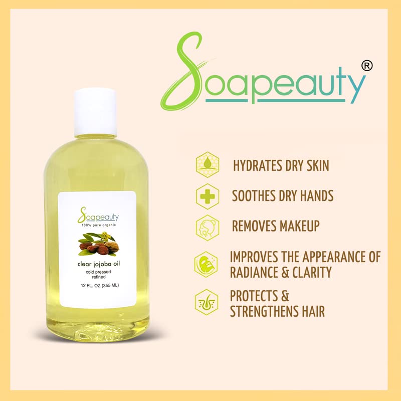 Soapeauty Clear Jojoba Oil | 100% Pure & Natural | Refined, Cold Pressed, Hexane Free | Moisturizing Oil For Skin, Face, Hair &