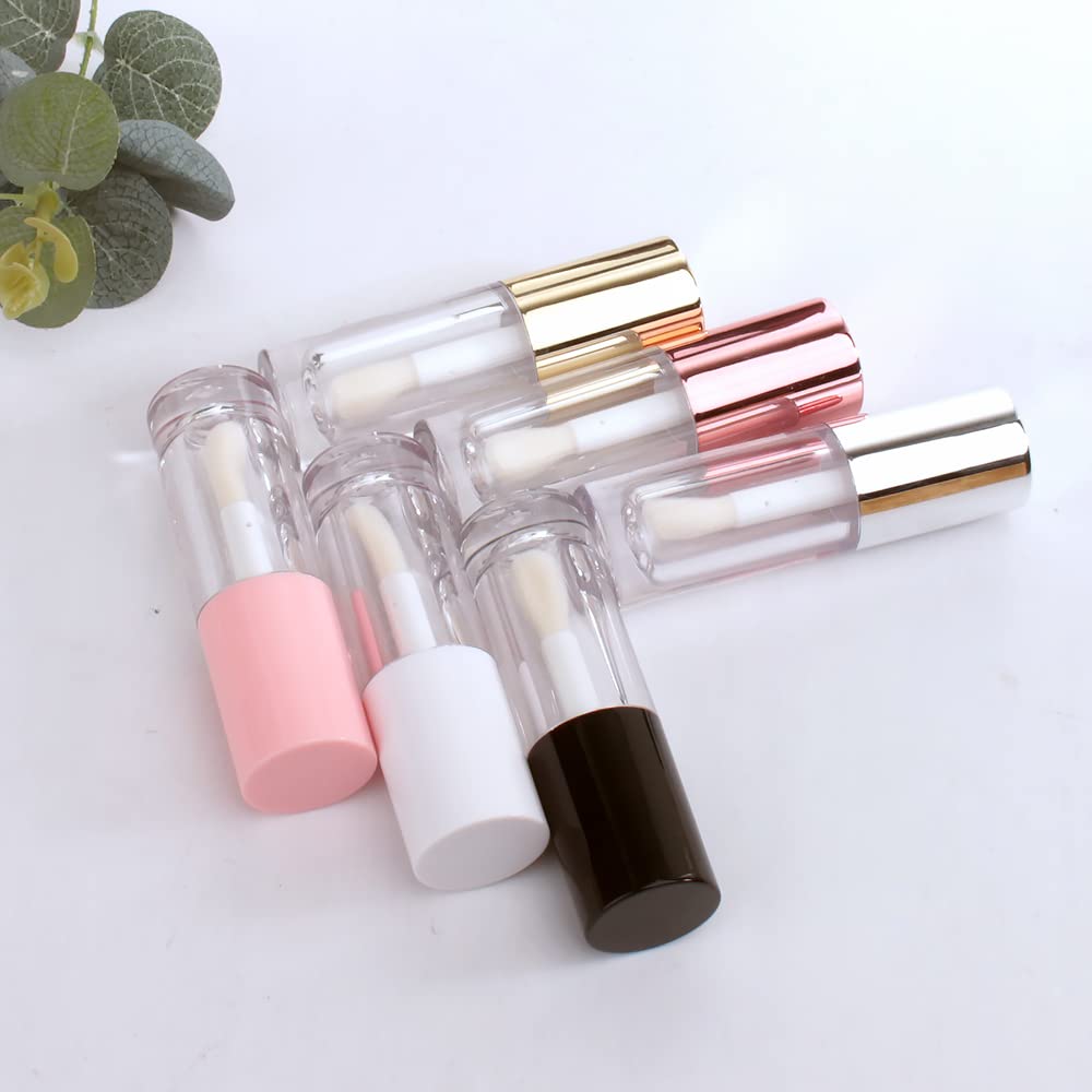 Cosidea 14Pcs Empty Gold 6Ml Big Doe Foot Wand Chunky Lip Gloss Tubes For Diy Lipgloss, White Round Lipgloss Containers Tubes Wi