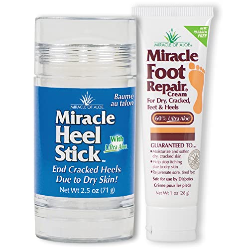 Miracle Heel Stick 25 Oz Stick And Miracle Foot Repair 1 Oz Tube Made With Pure Ultraaloe Gel Keeps Feet And Heels Looking And F