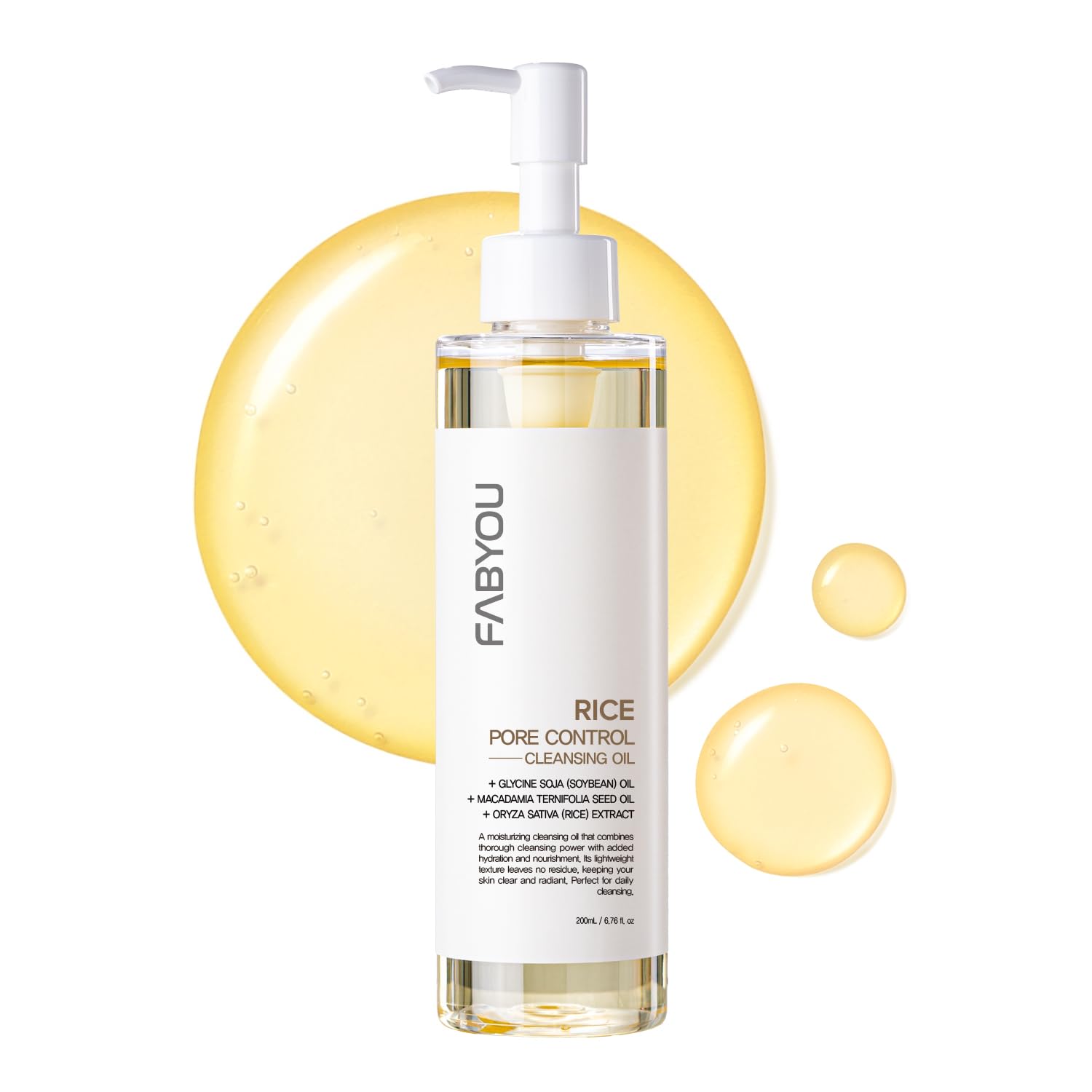 FABYOU Rice Pore Control Cleansing Oil 200ml / 6.76 fl.oz, Korean Skin Care - Deep Pore Cleanse, Moisturizing & Nourishing, Hypo