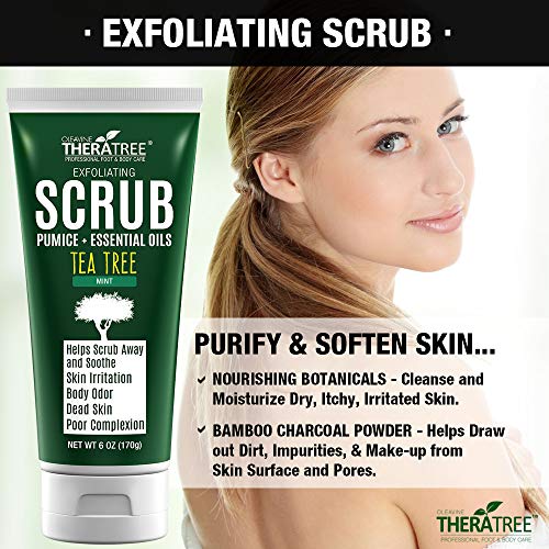 Tea Tree Oil Exfoliating Scrub With Bamboo Charcoal, Neem Oil & Natural Pumice By Oleavine Theratree