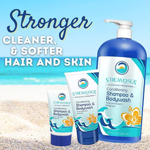STREAM 2 SEA 3 in 1 Shampoo Body Wash and Conditioner, Reef Safe, All Natural and Organic Camping Shampoo and Liquid Soap, Skin