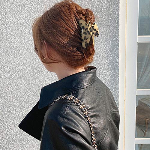 Fsmiling 2 Pack Large Tortoise Shell Hair Claw Clips, Nonslip Cellulose Acetate for Thick Hair, Model DF-232