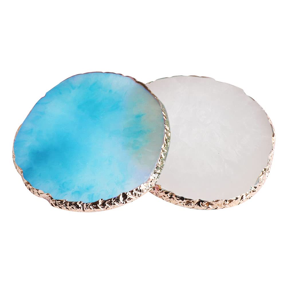 2 Pieces Resin Nail Art Palette, Nail Art Painting Gel Palette Gold Edge Nail Gel Color Makeup Display Board Nail Art Display Co