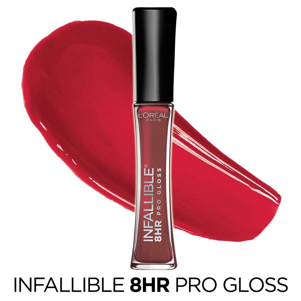 LOreal Paris Makeup Infallible 8 Hour Hydrating Lip Gloss, Cherry Flash, 0.21 Fl Oz