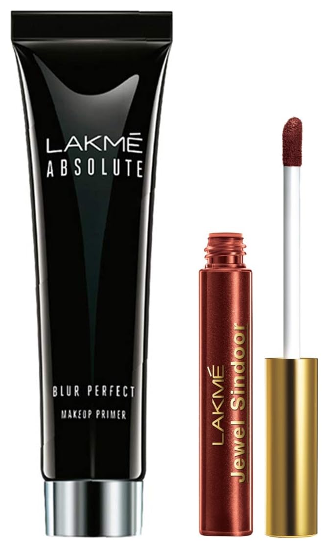 Lakm Absolute Blur Perfect Makeup Primer, 30G And Lakm Jewel Sindoor, Maroon, 4.5Ml