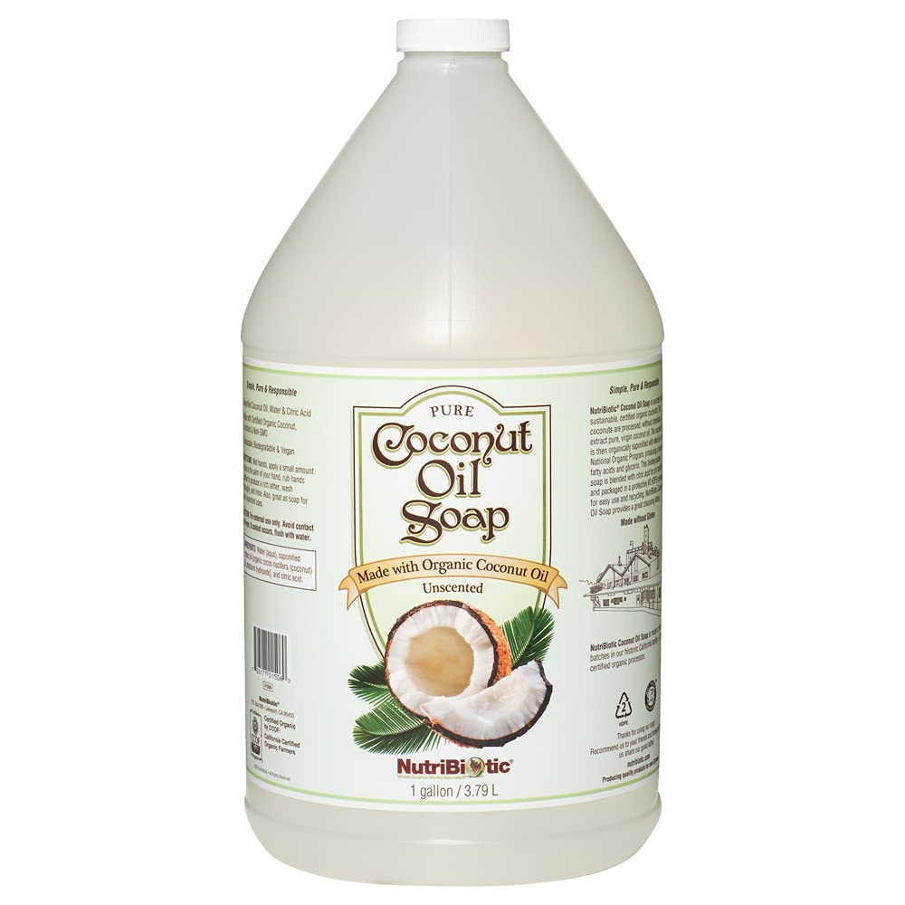 NutriBiotic - Pure coconut Oil Soap, Unscented, 1 gallon  certified Organic, Unrefined, Biodegradable, Vegan & Made without gMOs