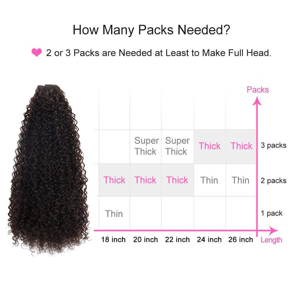 BHF 26 inch Kinky Curly Clip In Hair Extension, 140g Double Weft Full Head Heat Resistance Synthetic Hair Extension For Women 7p