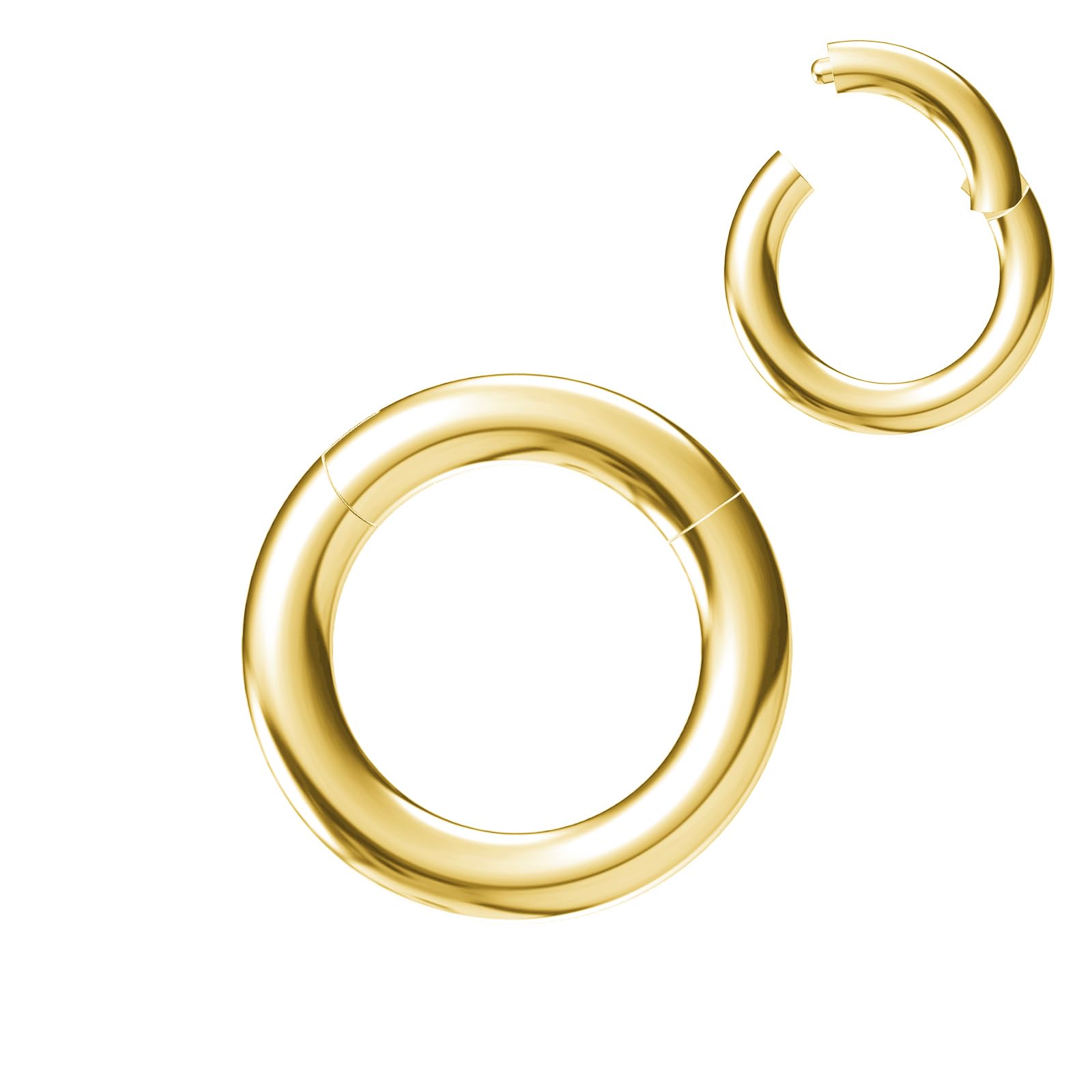 NewkeepsR 10G  8mm(5/16) Gold Large Gauge 316L Surgical Steel Septum Hinged Clicker Segment Orbital Conch Ring