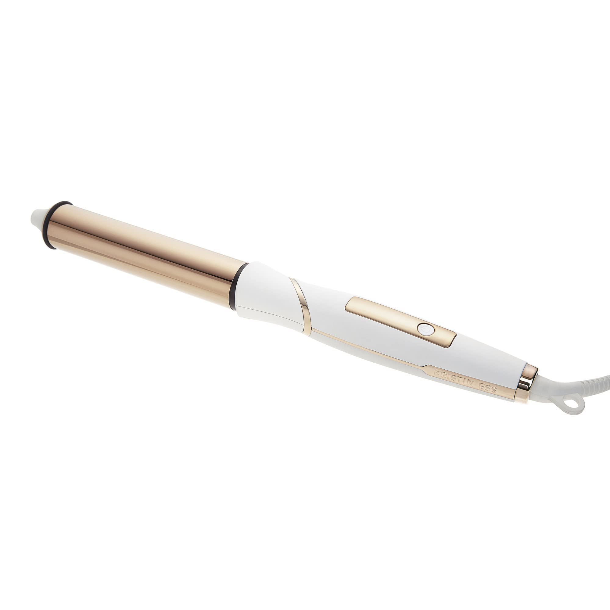Kristin Ess 1 1/4" Rotating Curling Iron - Dual Voltage, Auto Shut Off, Long Barrel, White, Model 10184KES0113