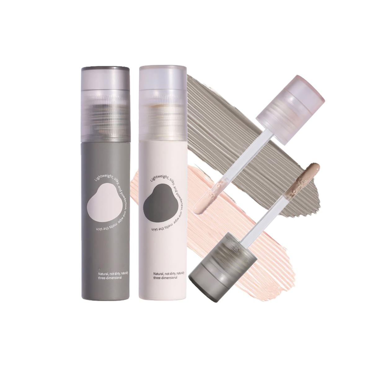 Aaiffey Cool Toned Liquid Contour Stick Set,Matte Grey Cream Bronzer with Highlighter for Face Definition,Soft Silky Texture wit