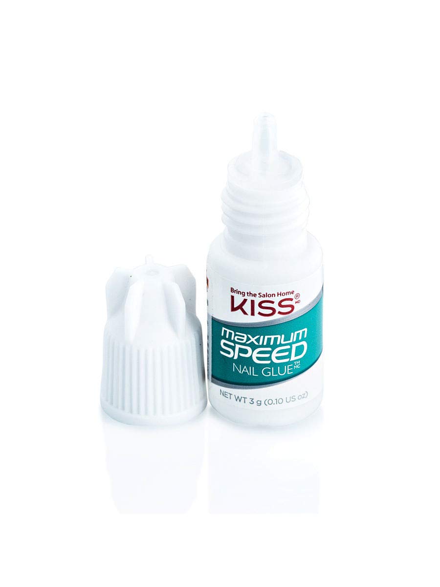 KISS Maximum Speed Nail Glue, Clear, 0.1 Ounce, Cyanoacrylate, Gloss Finish, Model BK135
