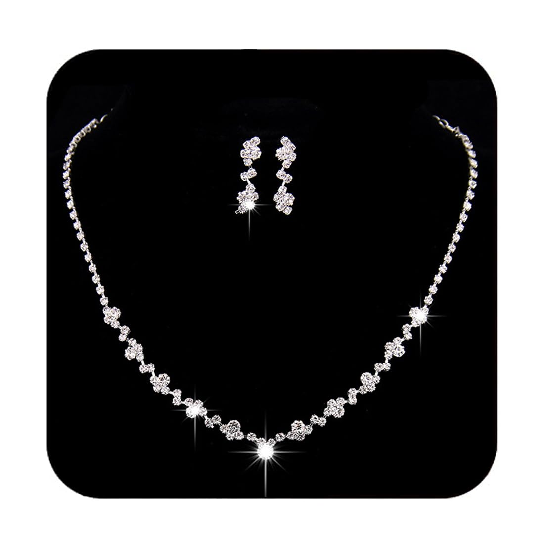 Unicra Bride Crystal Necklace Earrings Set Bridal Wedding Jewelry Sets Rhinestone Choker Necklace Prom Costume Jewelry Set for W