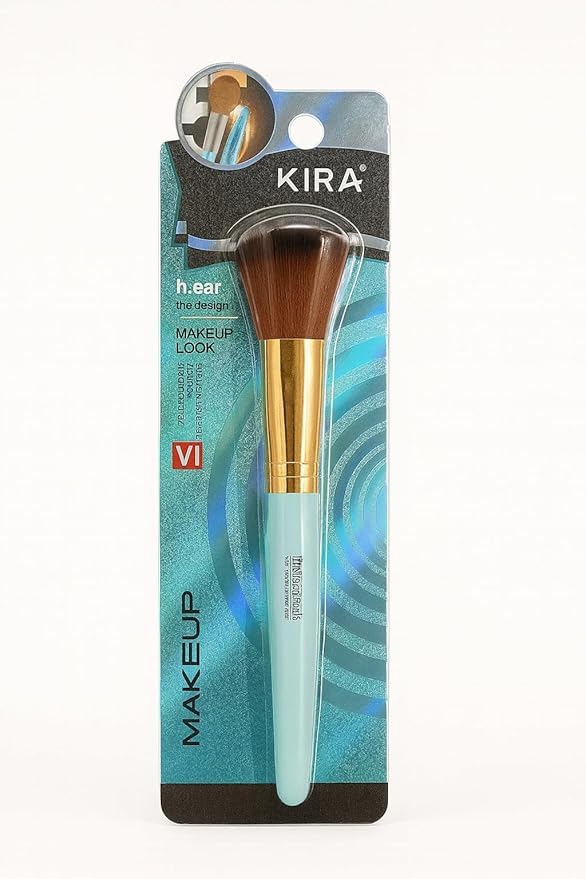 Kira Foundation Makeup Brush  Soft Bristles Face Blending Tool For Liquid, Cream & Powder  Multicolour Handle