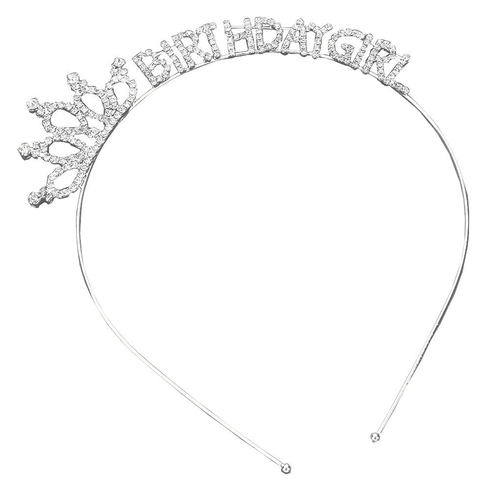Rosemarie Collections Women's Rhinestone Birthday Girl Tiara Headband (Clear)