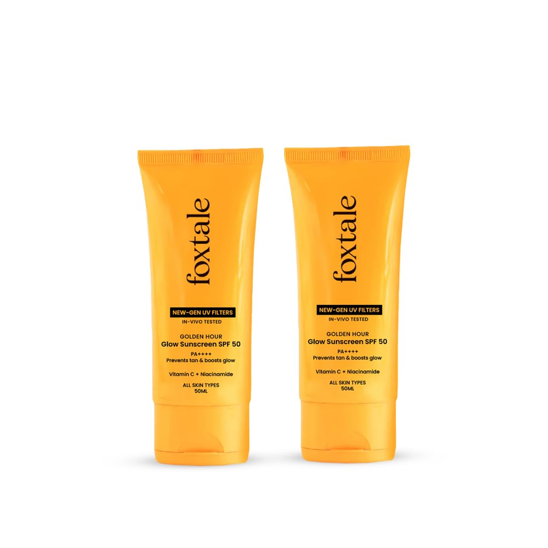 Foxtale Glow Sunscreen Spf 50 Pa++++ With Vitamin C & Niacinamide, InVivo Tested, SensitiveSkin Friendly, Made With 100% NewG