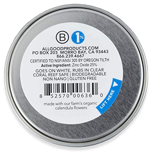 All Good Zinc Butter Sunscreen - Travel Size, Zinc Oxide Face, Nose, Ears Sunscreen, Uvauvb Broad Spectrum Spf 50+ Water Resista