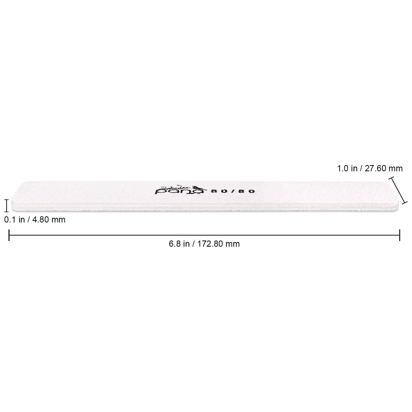 10Pcs Jumbo Size Pana Professional Double Sided Nail Files - White, 80/80 Grit - Emery Board Nail Buffering File Manicure Pedicu