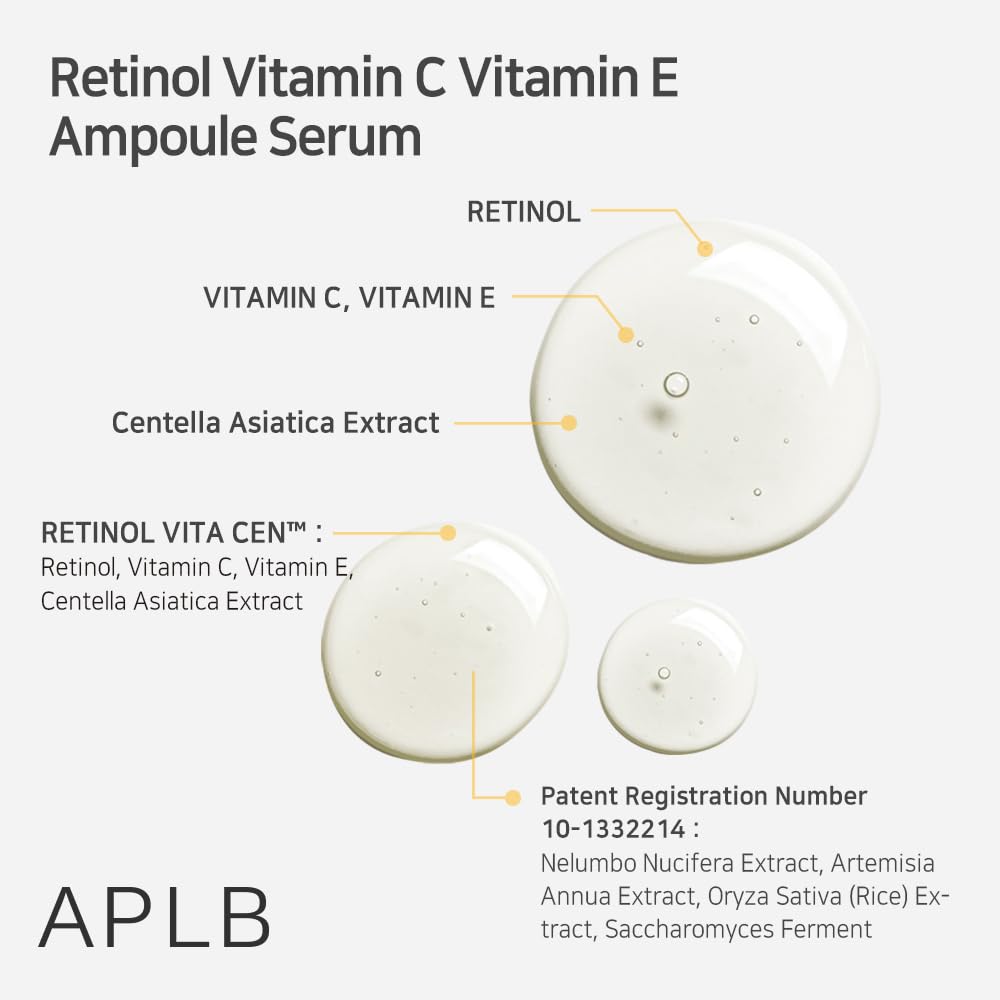 Aplb Retinol Vitamin C Vitamin E Ampoule Serum | Retinol Vita Cen 28.1% 1.35 Fl.Oz/Korean Skincare, Long Lasting Moisturizing, R